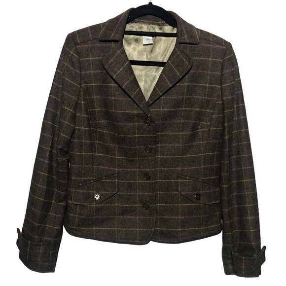 J. Crew Jackets & Blazers - J.Crew Plaid Wool Windowpane Brown Coat